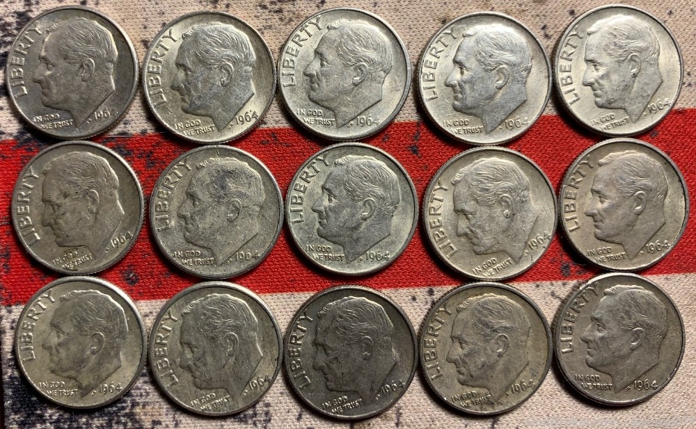 90% Silver Coins Franklin Half Dollars Dimes Quarters 32 Coin Lot-img-8