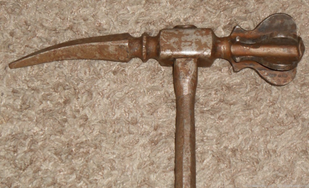 Antique Circa 1600 German War Hammer With Mace Head & Makers Mark 16th 17th-img-3