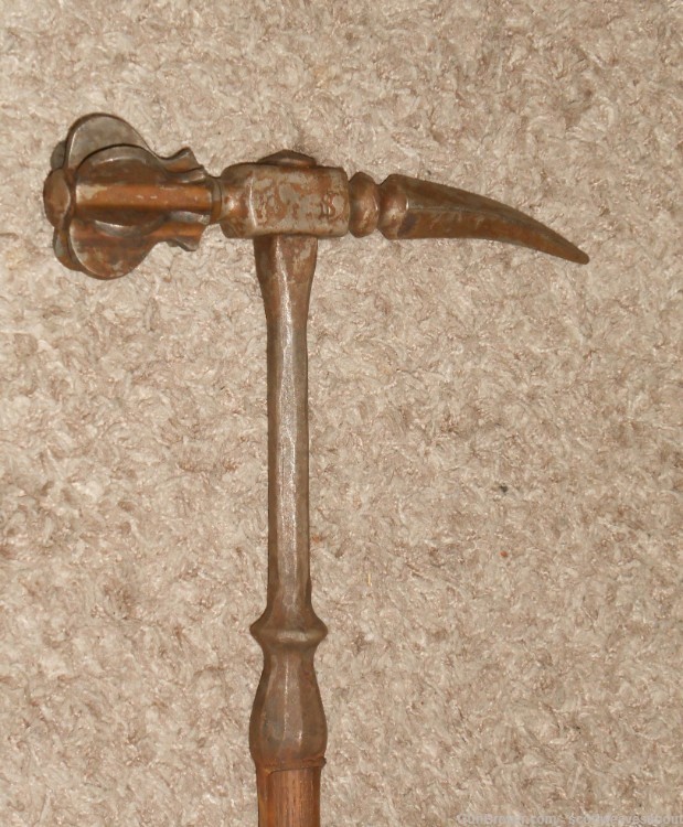 Antique Circa 1600 German War Hammer With Mace Head & Makers Mark 16th 17th-img-0