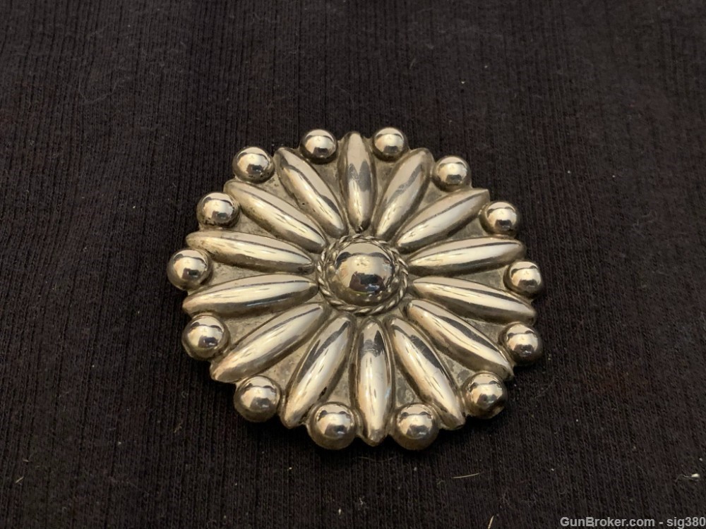 VINTAGE LARGE TAXCO MEXICAN 900 SILVER FLOWER BROOCH / 15GR-img-0
