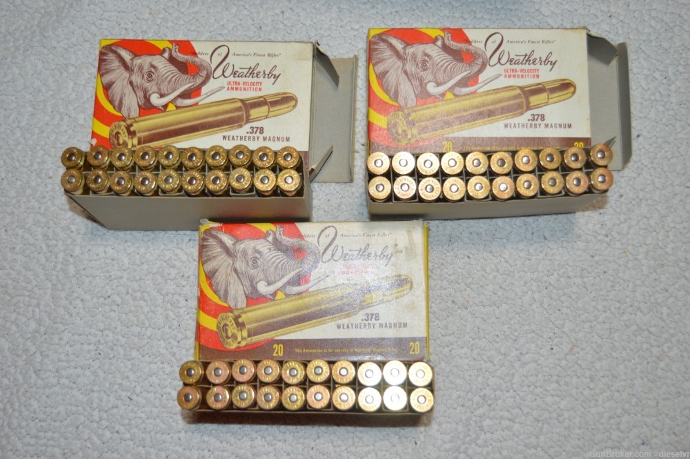 60 Rounds VINTAGE Collectable Weatherby 378 Magnum 300 Gr. FMJ / Solid Ammo-img-6