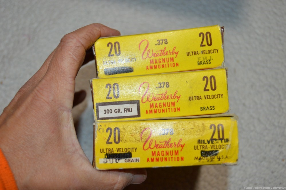 60 Rounds VINTAGE Collectable Weatherby 378 Magnum 300 Gr. FMJ / Solid Ammo-img-5
