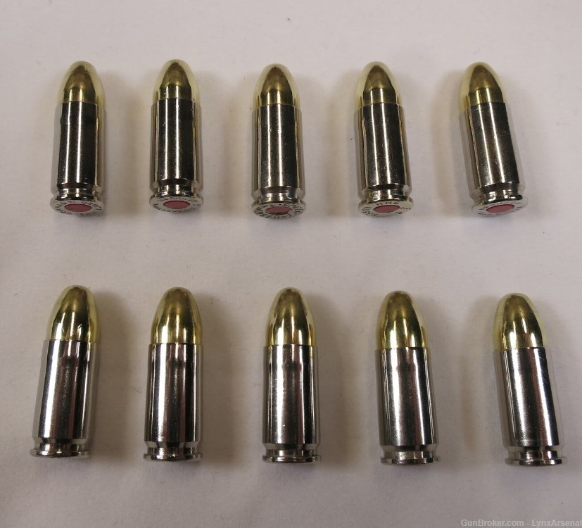 9mm Luger Nickel Snap caps / Dummy Training Rounds - Real Weight -Set of 10-img-3