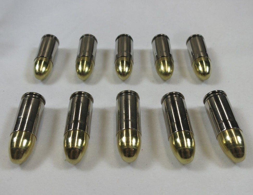 9mm Luger Nickel Snap caps / Dummy Training Rounds - Real Weight -Set of 10-img-5