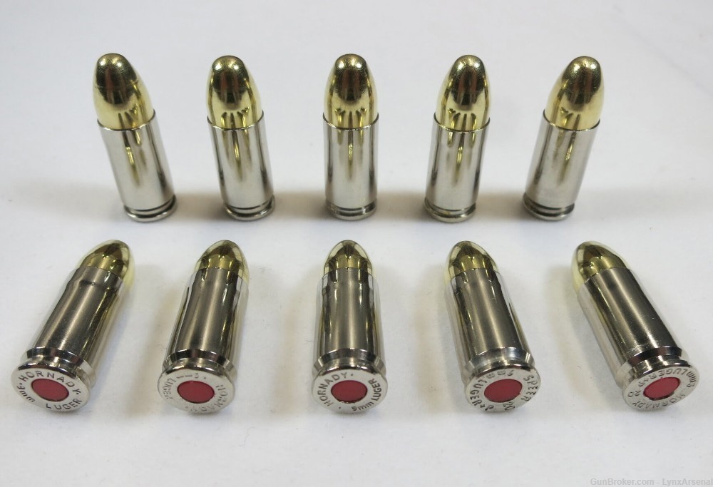 9mm Luger Nickel Snap caps / Dummy Training Rounds - Real Weight -Set of 10-img-1