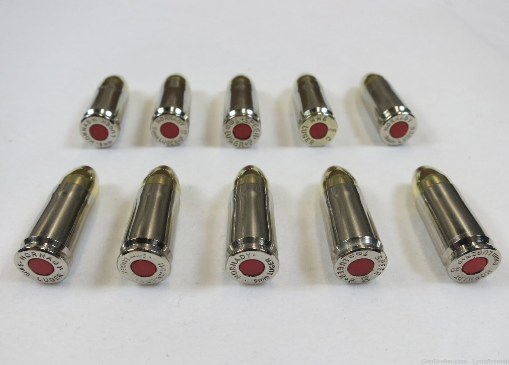 9mm Luger Nickel Snap caps / Dummy Training Rounds - Real Weight -Set of 10-img-4
