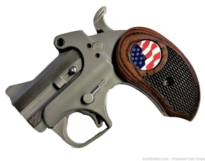 Fits Bond Arms Derringer Grips Rosewood USA Flag Medallion Grips XL-img-2