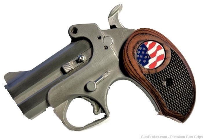 Fits Bond Arms Derringer Grips Rosewood USA Flag Medallion Grips XL-img-3
