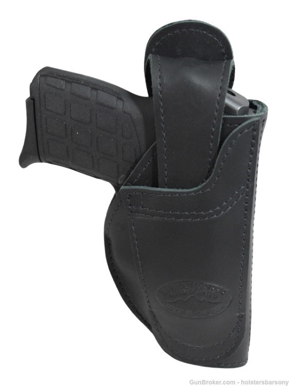 Barsony Black Leather 360Carry Holster for Kimber Micro 9mm, Colt Mustang-img-0