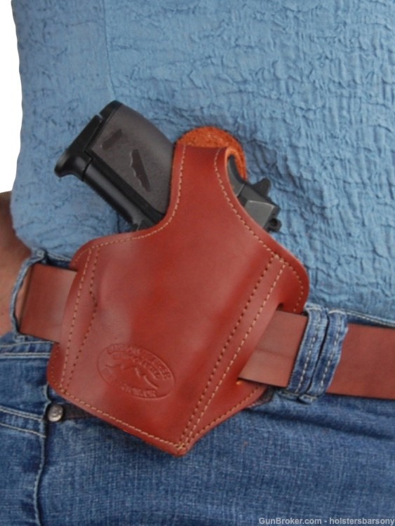Barsony Burgundy Leather Pancake Holster Kel-Tec .32 P3AT, Ruger LCP right-img-1