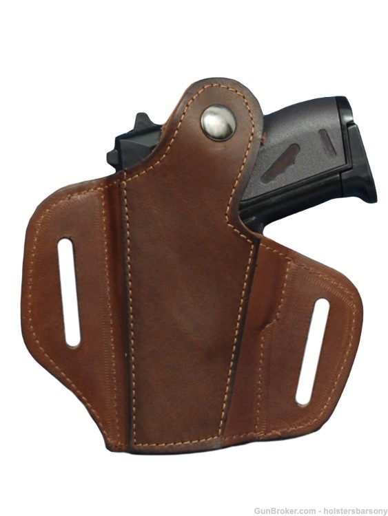 Barsony Brown Leather Pancake Holster Kel-Tec 32 P3AT, Ruger LCP 380 right-img-1