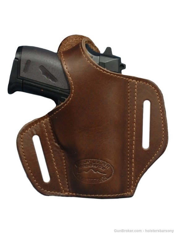 Barsony Brown Leather Pancake Holster Kel-Tec 32 P3AT, Ruger LCP 380 right-img-0