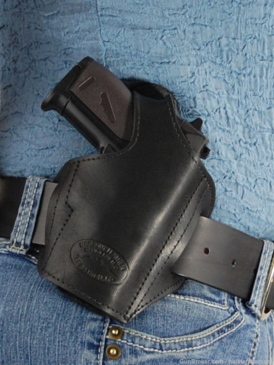 Barsony Black Leather Pancake Holster Kel-Tec P3AT, Ruger LCP .380 right-img-2