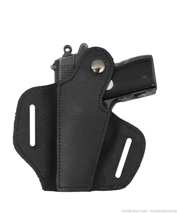 Barsony Black Leather Pancake Holster Kel-Tec P3AT, Ruger LCP .380 right-img-1