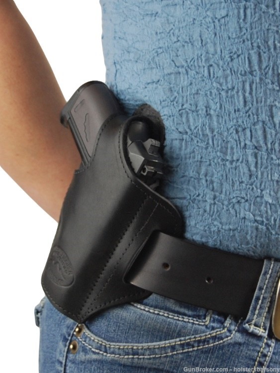 Barsony Black Leather Pancake Holster Kel-Tec P3AT, Ruger LCP .380 right-img-3