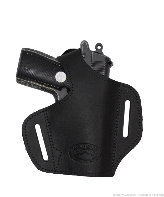 Barsony Black Leather Pancake Holster Kel-Tec P3AT, Ruger LCP .380 right-img-0