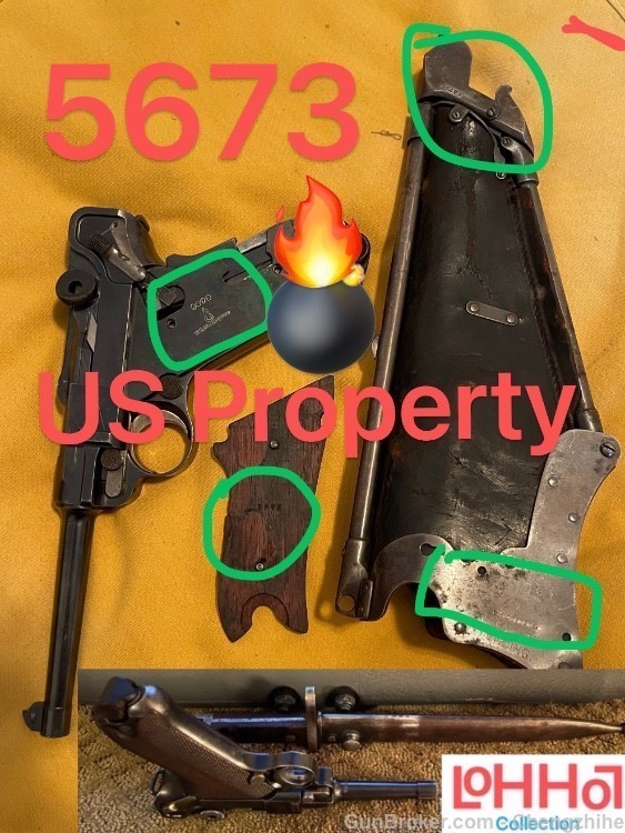 The 1st US Test Luger M1900 w/Ideal Stock SN5673 US Property SA Flame Bomb-img-7
