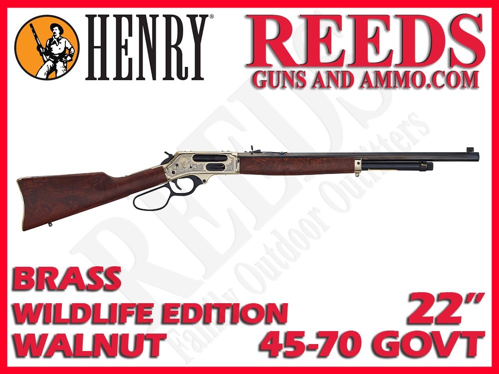 Henry Brass Wildlife Edition Side Gate Walnut 45 70 Govt 22in H010bgwl Lever Action Rifles At