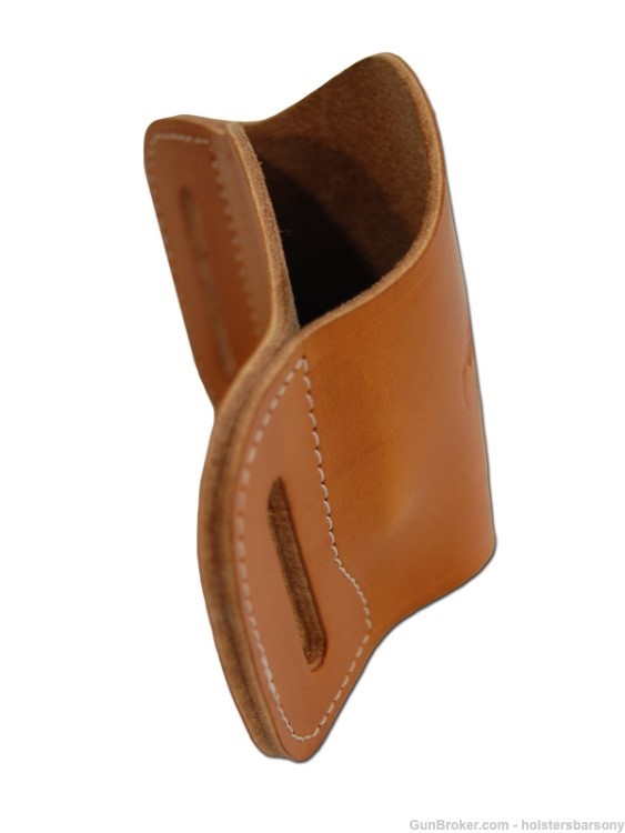 Barsony Saddle Tan Leather Slide Holster Full Size 9mm 40 45 Size 22 Right-img-7