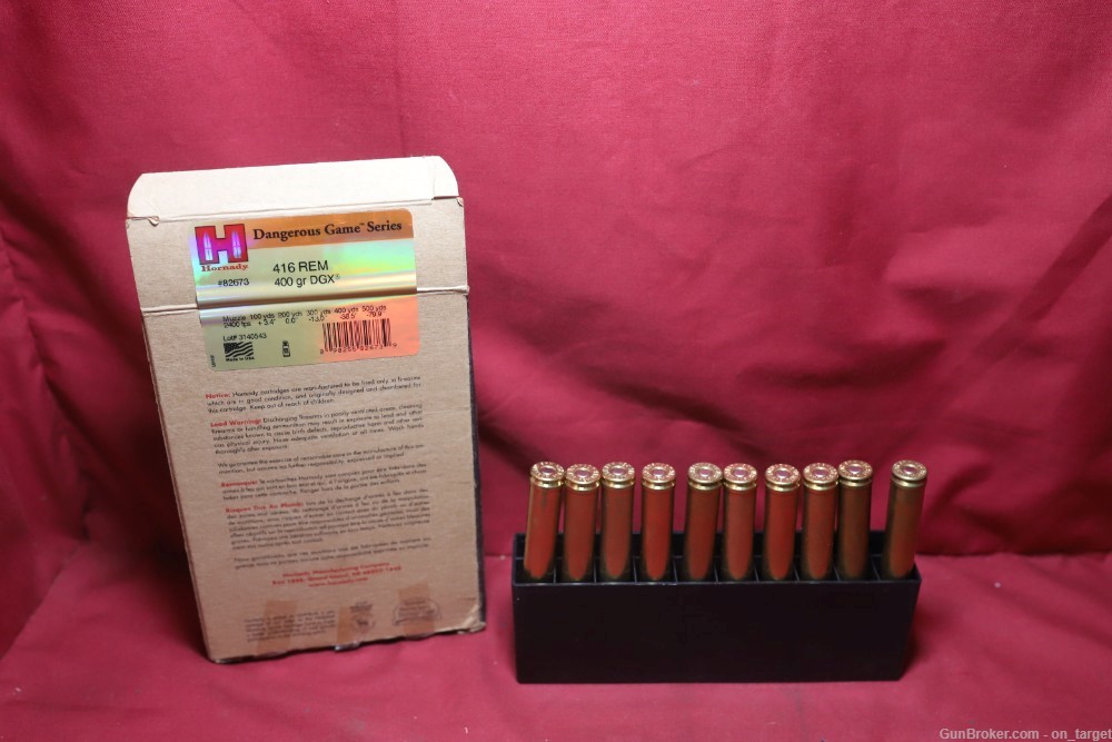 Hornady .416 Rem. mag 400 Gr DGX Projectiles Factory Loaded (10 Count)-img-0