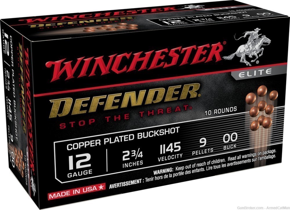 Winchester SB1200PD Defender Copper 12 Ga 2.75" 9 Pellets 00 Buck Shot-img-0