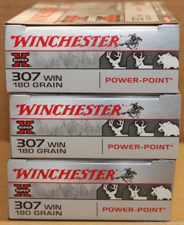 60 Rounds 307 winchester 180 Grain Power Point ammo (3 new boxes)-img-0