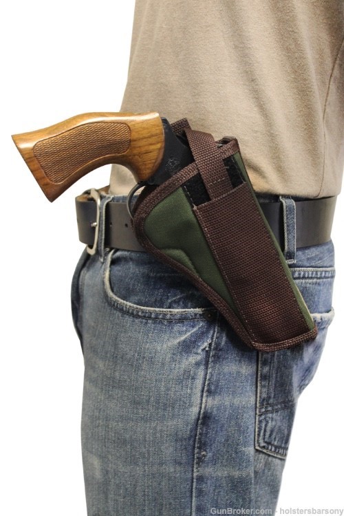 Barsony Woodland Green Cross Draw Holster for 4" Revolvers Size 8 Right-img-0