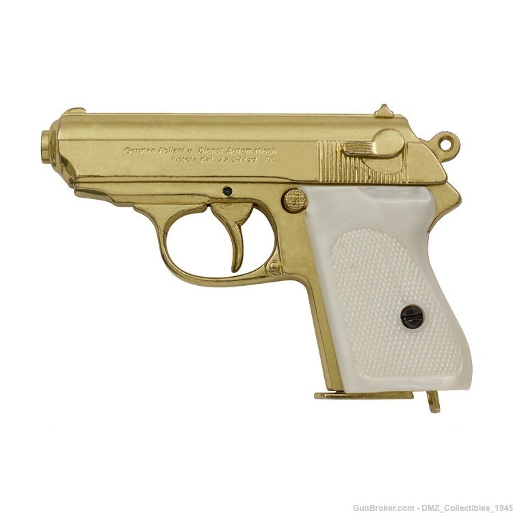 WWII WW2 Gold German Semi Auto Pistol Non-Firing Replica Gun by Denix-img-1