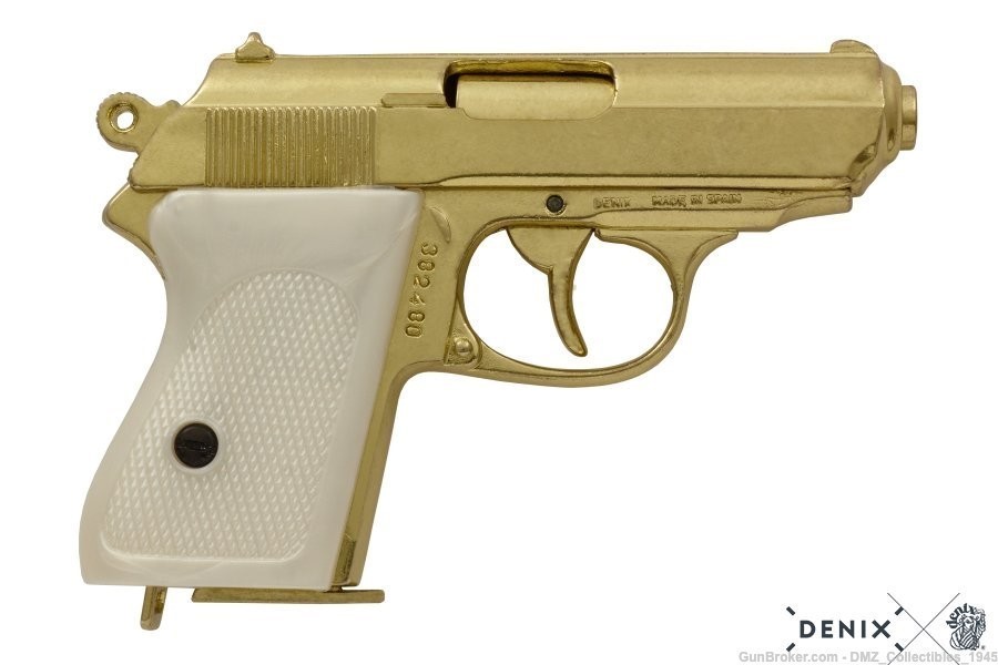 WWII WW2 Gold German Semi Auto Pistol Non-Firing Replica Gun by Denix-img-0