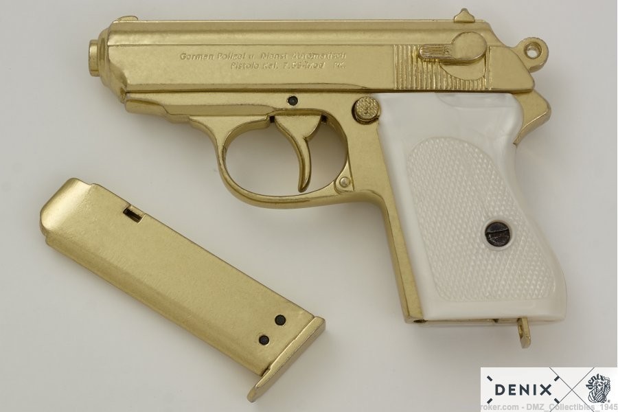 WWII WW2 Gold German Semi Auto Pistol Non-Firing Replica Gun by Denix-img-6