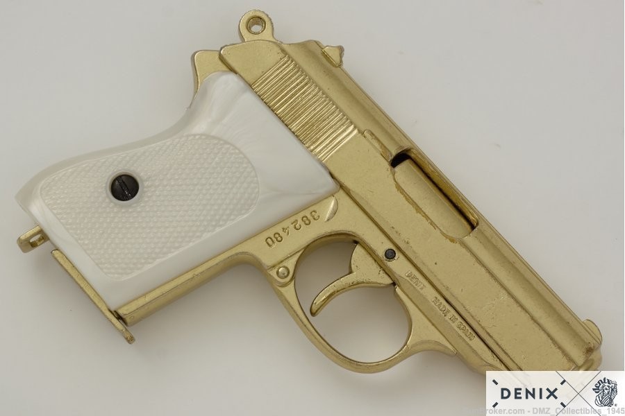 WWII WW2 Gold German Semi Auto Pistol Non-Firing Replica Gun by Denix-img-3