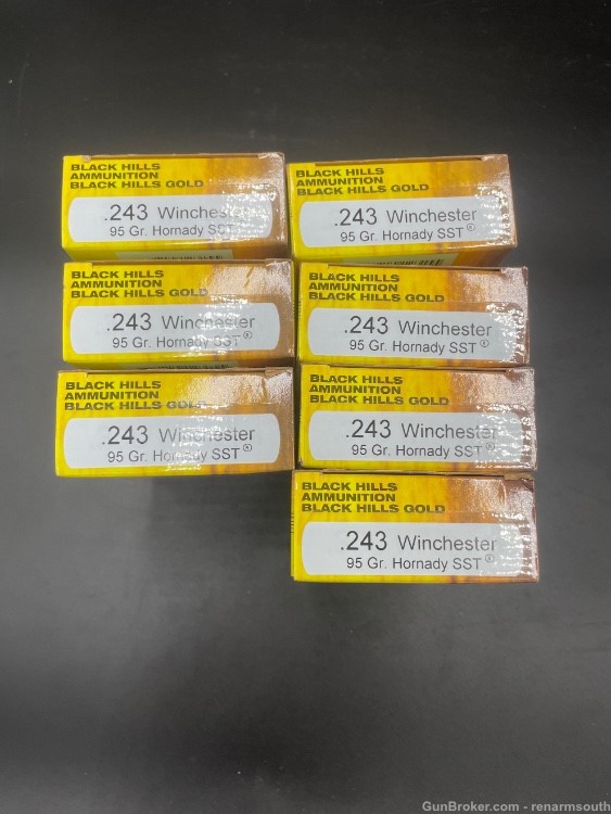 140 Rounds of .243 Win Ammo by Black Hills Gold - 95 Grain  Polymer Tipped-img-3
