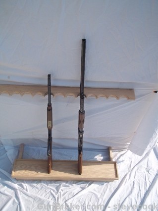 Wooden Oak Gun Rack for Closet Floor w/ Butt Rest-img-1