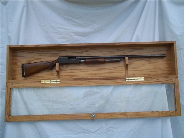 Locking Wall Display Wooden Gun Case-img-0
