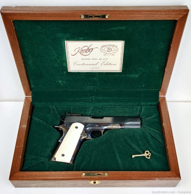 Ltd. 163 of 250 Kimber Centennial Turnbull Edition 1911 Case Color Engraved-img-0