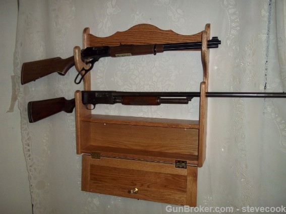 2 Gun Rack w/ Locking Storage CmptGolden Oak-img-2