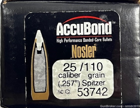 Nosler Accubond 25 Caliber(.257") 110gr P/N 53742 50 Ct Factory Sealed Box-img-0