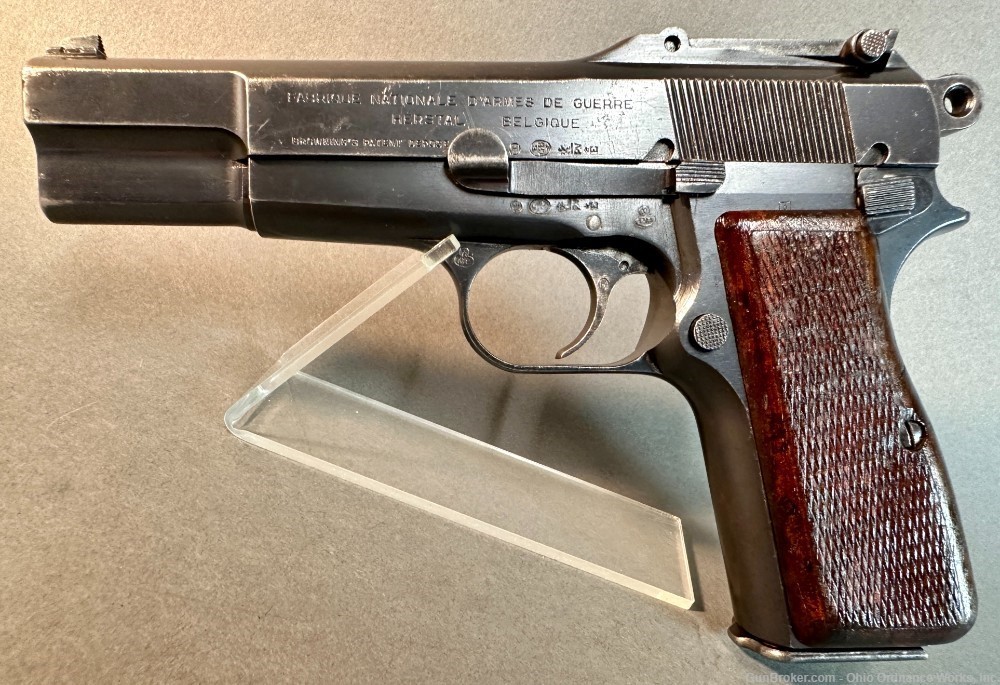 Pre-war Belgian Military Issue Slotted Tangent Hi Power Pistol-img-1