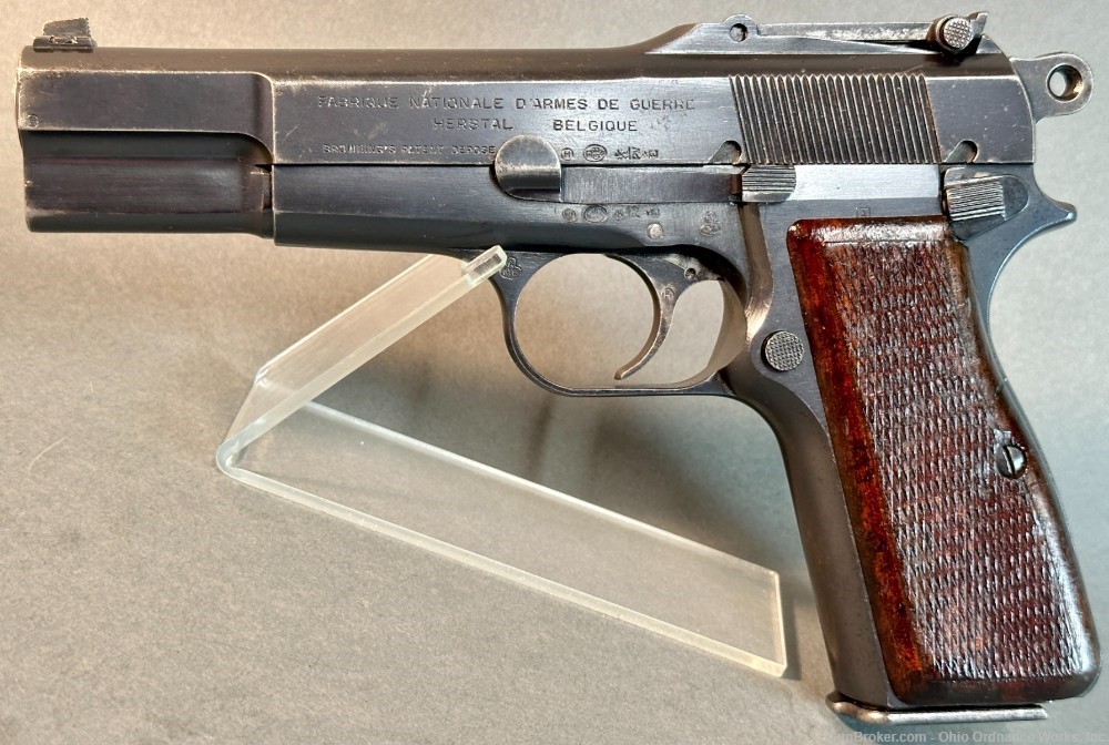 Pre-war Belgian Military Issue Slotted Tangent Hi Power Pistol-img-0