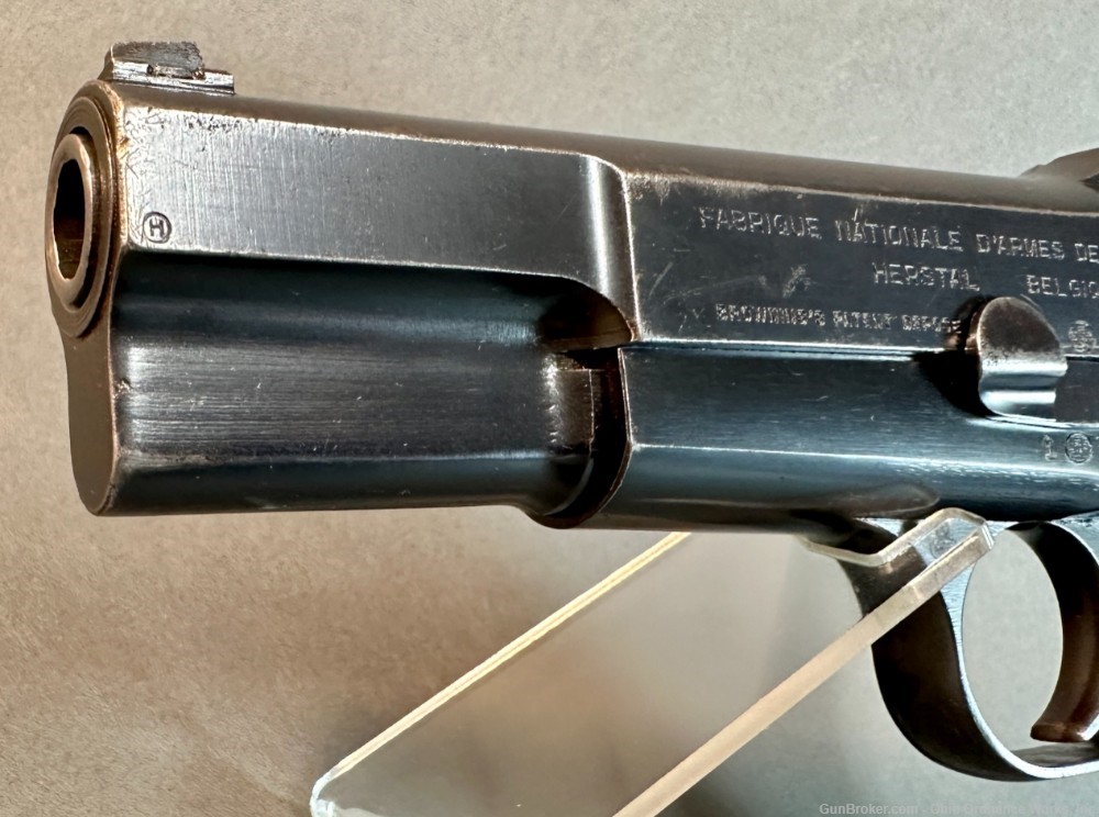 Pre-war Belgian Military Issue Slotted Tangent Hi Power Pistol-img-2