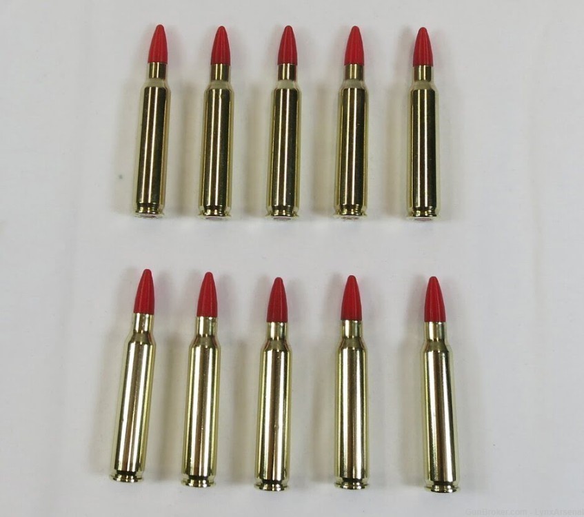 223 Remington / 5.56 NATO Brass Snap caps / Dummy Rounds -Set of 10 - Red-img-2