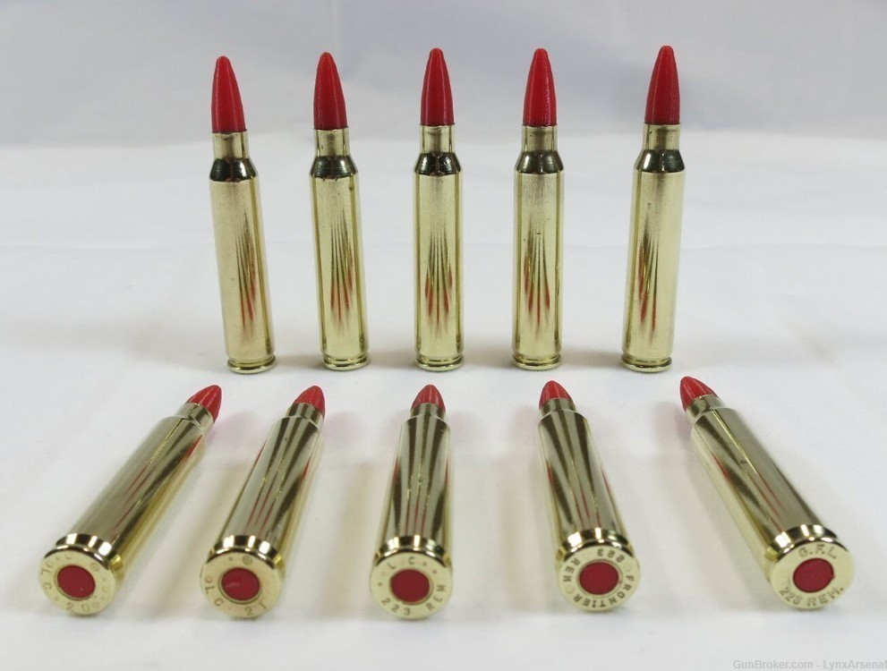 223 Remington / 5.56 NATO Brass Snap caps / Dummy Rounds -Set of 10 - Red-img-0