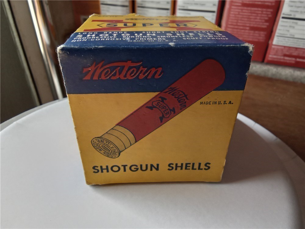 Vintage Western Super-X 410 shotgun ammo-2 boxes-2 1/2" & 3"-7 1/2 shot-img-2