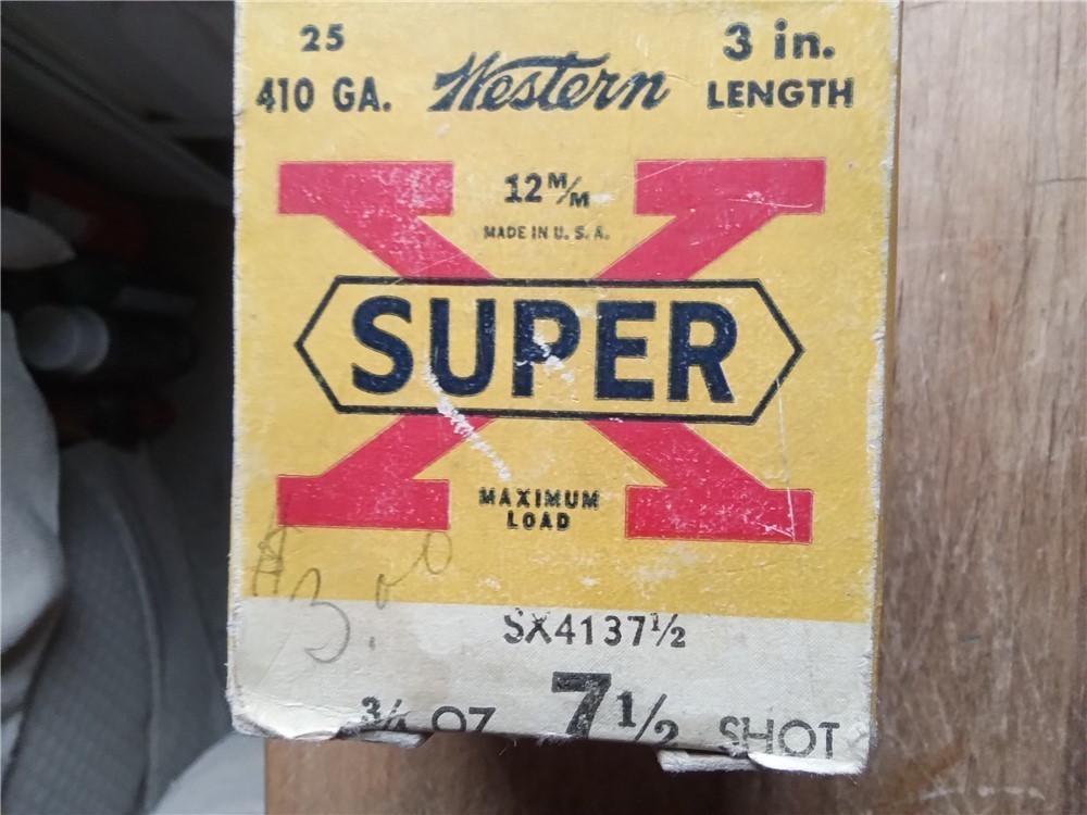 Vintage Western Super-X 410 shotgun ammo-2 boxes-2 1/2" & 3"-7 1/2 shot-img-9