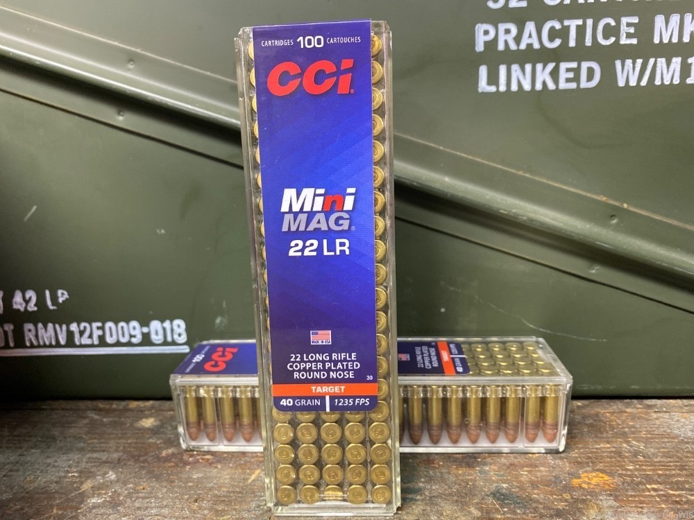 CCI Mini Mag 22lr 40 gr round nose copper plated 1235fps 100 round box-img-0