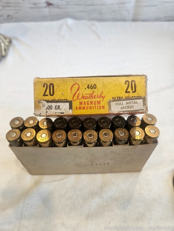Vtg weatherby 460 magnum ammo 20 rds elephant box 500 gn fmj-img-6