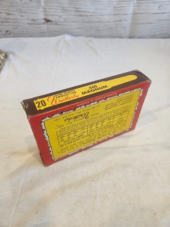 Vtg weatherby 460 magnum ammo 20 rds elephant box 500 gn fmj-img-5