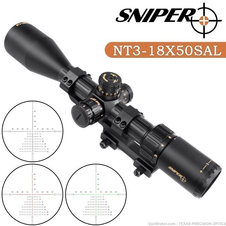 Sniper NT3-18X50SAL Riflescope SFP R/G/B Illuminated Rangefinder Reticle-img-0