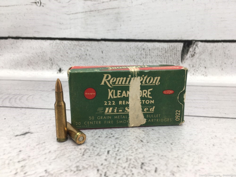 Remington .222 REM Kleanbore 50gr Metal Cased Ammo 20 Rounds Vintage-img-0