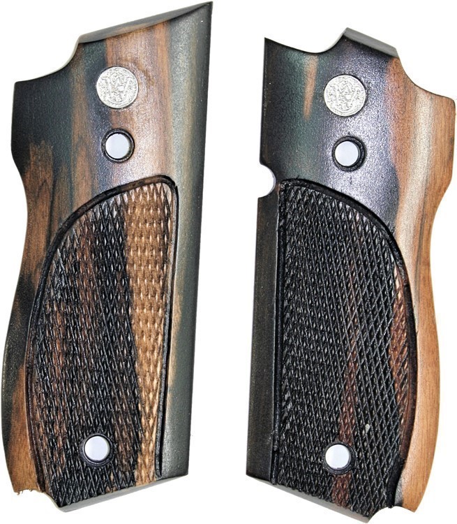 Smith & Wesson Model 39 Auto Tigerwood Checkered Grips-img-0